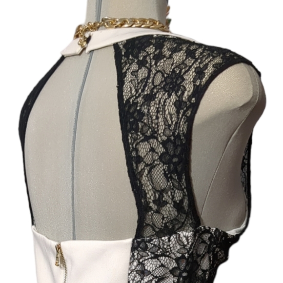 GUESS Gorgeous Ivory black lace elegant cocktail dress Size 12 - Picture 4 of 13